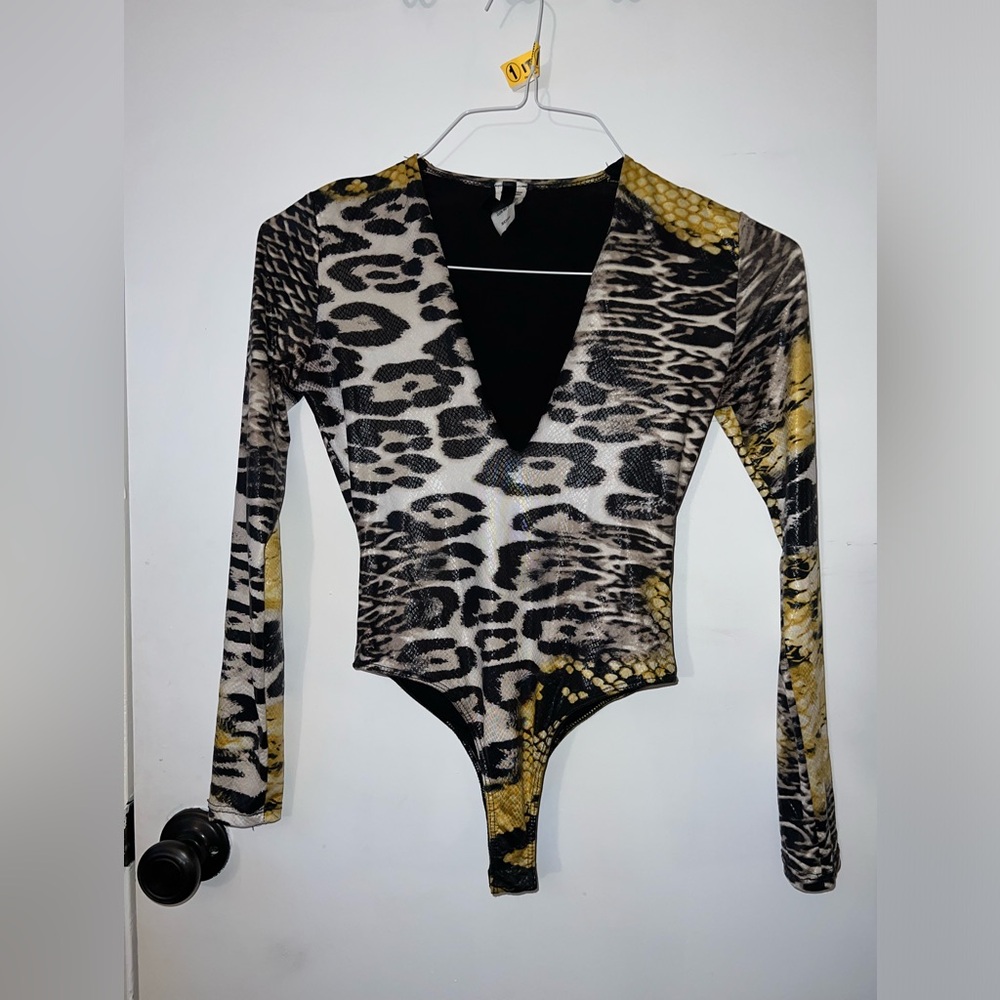 Animal Print Long Sleeve Bodysuit
